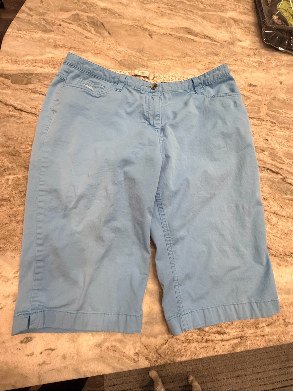 Kartel Capri Pants EU 48 Light Blue Cotton Stretch Cropped Casual Pants xl